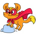 Funny masked superhero weasel, doodle icon image kawaii