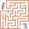 Funny Maze Game: Help the Cartoon Worker Find the Way