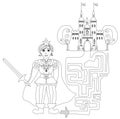 Funny maze game: Prince looking castle Royalty Free Stock Photo