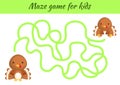 Funny maze or labyrinth game for kids. Help mother find path to baby. Education developing worksheet. Activity page. Cartoon