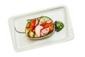 Funny meal children dishes. Fresh vegetable salad