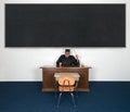 Funny Mean Angry Teacher Chalkboard YOUR TEXT HERE Royalty Free Stock Photo