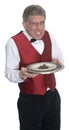 Funny Mean Waiter Serving Dog Poop, Isolated