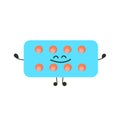 Funny medicine pills character happiness. Humor medical emoticons pills cheerful. Cartoon work emoji character health care