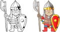 Funny, medieval russian warrior, coloring book