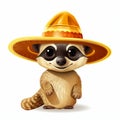 Funny meerkat in mexican hat Royalty Free Stock Photo