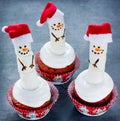 Funny melting snowman Christmas cupcake Royalty Free Stock Photo