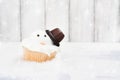 Funny melting snowman cupcake Royalty Free Stock Photo