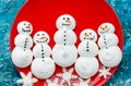 Funny meringue snowman food art idea for kids