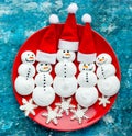 Funny meringue snowman food art idea for kids