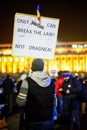 Funny message at protests, Bucharest, Romania