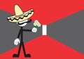 Funny mexican mariachi pictogram cartoon background