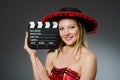 Funny mexican woman with sombrero Royalty Free Stock Photo