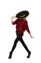 Funny mexican woman wearing sombrero isolated Royalty Free Stock Photo