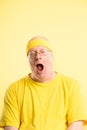 Funny man portrait real people high definition yellow background Royalty Free Stock Photo