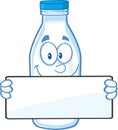 Funny Milk Bottle Character Holding A Banner