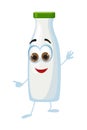 Funny Milk Bottle with eyes on white background, funny products series