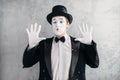 Funny mime actor with makeup mask Royalty Free Stock Photo