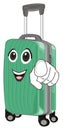 Happy suitcase with one hand