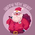 Funny modern Santa Claus character. Cartoon vector illustration