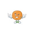 Funny molasses cookies cartoon design style with wink eye face