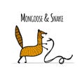 Funny mongoose, sketch for your design Royalty Free Stock Photo