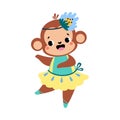 Funny Monkey Ballet Dancing in Skirt and Pointe Shoes Vector Illustration Royalty Free Stock Photo