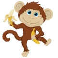 Funny monkey with banana.Vector. Royalty Free Stock Photo