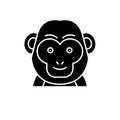 Funny monkey black icon, vector sign on isolated background. Funny monkey concept symbol, illustration Royalty Free Stock Photo