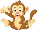 Funny monkey cartoon sitting