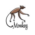 Funny monkey character. Sketch for your design. Childish style