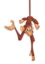 Funny Monkey Chimpanzee Hanging Upside Down Vector Illustration Royalty Free Stock Photo