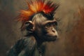 Funny monkey with a colored punk mohawk Royalty Free Stock Photo
