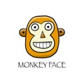 Funny monkey face. Sketch for your design. Childish style Royalty Free Stock Photo