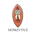 Funny monkey face. Sketch for your design. Childish style Royalty Free Stock Photo