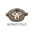 Funny monkey face. Sketch for your design. Childish style Royalty Free Stock Photo