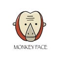 Funny monkey face. Sketch for your design. Childish style Royalty Free Stock Photo