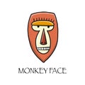 Funny monkey face. Sketch for your design. Childish style Royalty Free Stock Photo