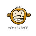 Funny monkey face. Sketch for your design. Childish style Royalty Free Stock Photo