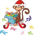 Funny monkey with gift box