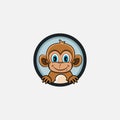 Funny Monkey Head Character Design. Perfect For Logo, Label, Template and Icon. Royalty Free Stock Photo