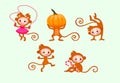 Funny monkeys set Royalty Free Stock Photo