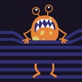 Funny monster cartoon illustration. Cute monster vector character design