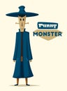 Funny monster. Cartoon vector illustration.