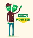Funny monster. Cartoon vector illustration.
