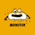Funny monster or Ghost with horrible jaws and teeth. Cartoon character happy Halloween. Ghost shadow with its mouth open