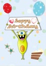 Funny monster holding a happy birthday sign Royalty Free Stock Photo
