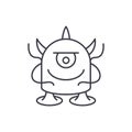 Funny monster line icon concept. Funny monster vector linear illustration, symbol, sign