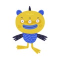 Funny Monster with Webbed Foot and Scale Standing Vector Illustration