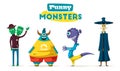 Funny monsters. Cartoon vector illustration.